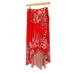 Anthropologie Flying Tomato Floral Geo High Low Lined Skirt Size Large